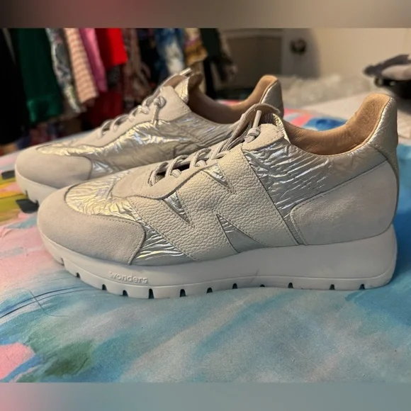 Wonders Oslo Sneaker White Blanco Silver Celestial Neutral Platform - Picture 2 of 10